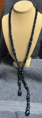 $34.99 • Buy Joan Rivers Faceted Blue Crystal Beaded Lariat Necklace  Very Rare