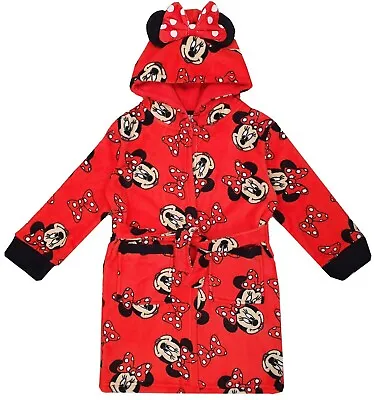 Minnie Mouse Dressing Gown Bathrobe Robe Nightwear 2-10 Years ROBES GIRLS • £11.69