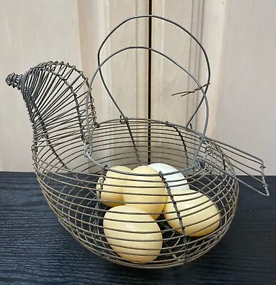 Vintage Country Rustic Metal Wire Chicken Hen Egg Carrier Farm Basket • $29.99
