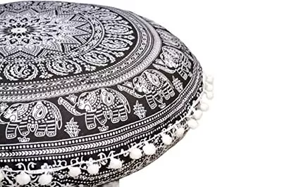 32 Inch Large Hippie Mandala Meditation Floor Pillow Black And White Elephant • $28.34