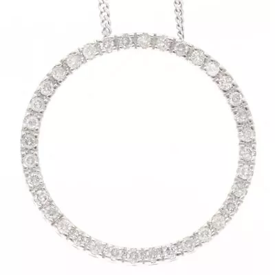 9Ct White Gold 0.25ct Diamond Circle Of Life Pendant (25mm) & 19.5  Curb Chain • $1154.91