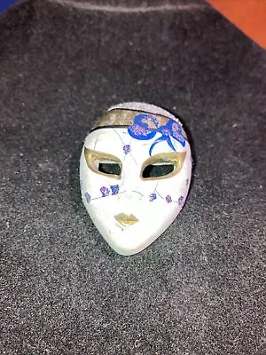 Venetian Ceramic Mask Vintage Brooch Painted • £4.50