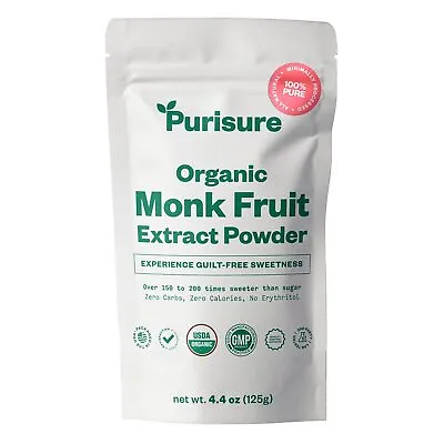 Purisure Organic Monk Fruit Extract 125g For Low-Carb & Keto Diets 400 Servings • $26.95