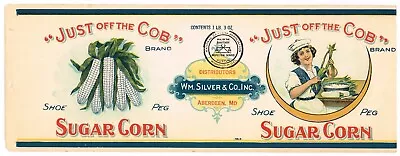 Original Can Label Vintage C1910 Aberdeen Maryland Corn Just Off The Cob #1 • $17.95