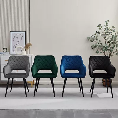 £129.99 • Buy Ergonomic 2pcs Dining Chairs Set Velvet Cushion Back Metal Legs Restaurant Chair