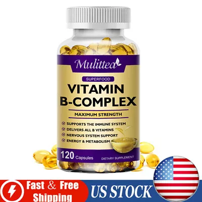 120 Vitamin B ComplexVitamins B1 B2 B3 B5 B6 B8B12Energy Metabolism Aid • $14.68