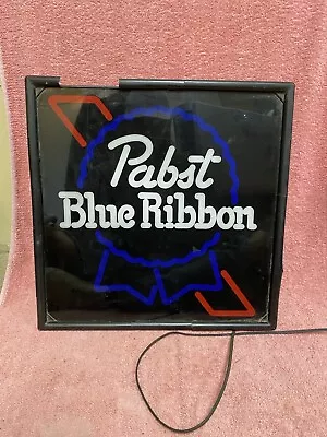 Vintage 1960's Pabst Blue Ribbon Lighted Beer Sign Works • $40