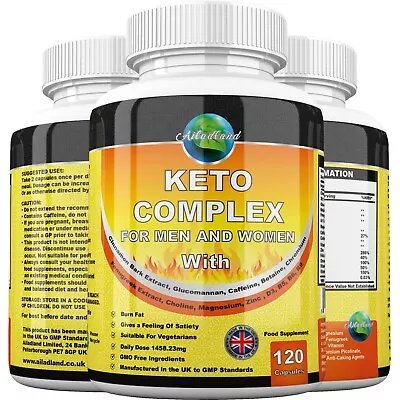 Keto Complex Diet Pills 1458mg Fat Burner Weight Loss Slimming Ketosis Tablets • £1.30