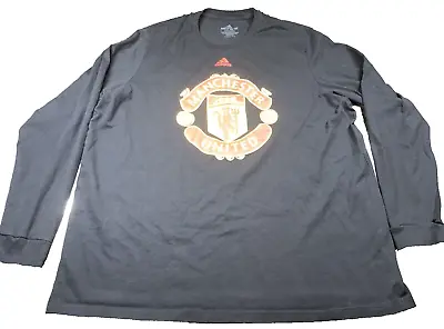 Adidas Manchester United Shirt Mens 2XL Black Long Sleeve Soccer EPL Red Devils • $24.87