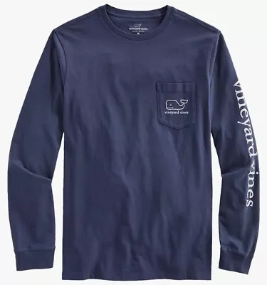 Vineyard Vines Medium Long Sleeve Pocket Tee Mens (vintage Whale Blue Blazer) • $19.99