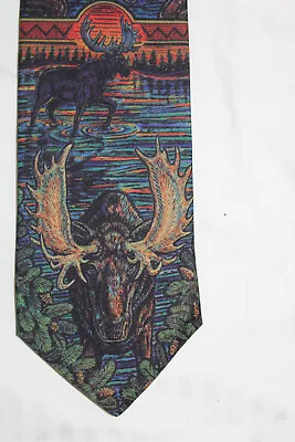 Moose D'em Crazy Tie Vintage Necktie 4x54 USA Made Western Wildlife Tie • $12.98