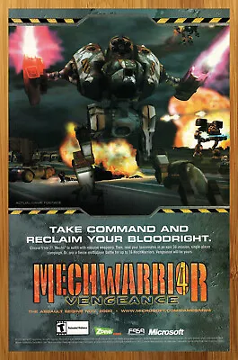 2000 MechWarrior 4 Vengeance PC Vintage Print Ad/Poster Authentic Video Game Art • $14.99