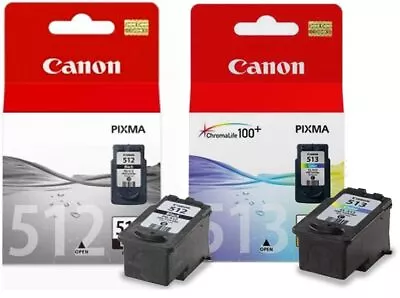 Canon 512 & Canon 513 Black & Colour Original Canon Ink Cartridges PG512 & CL513 • £54.98