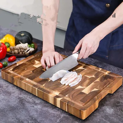 Acacia Wood Wooden Chopping Board Cutting Board Food Serving Board 38*28cm • £25.50