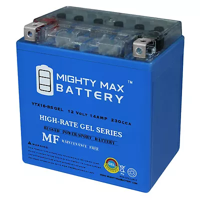 Mighty Max YTX16-BS GEL 12V 14AH Battery For Powersport Motorcycle Scooter ATV • $49.99