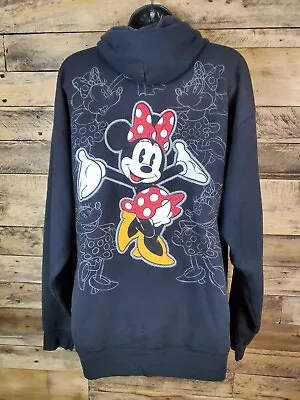 Disney Parks Hoodie  Fullzip Black Minnie Mouse Large Chest 45  Length 25.5  • $19.80