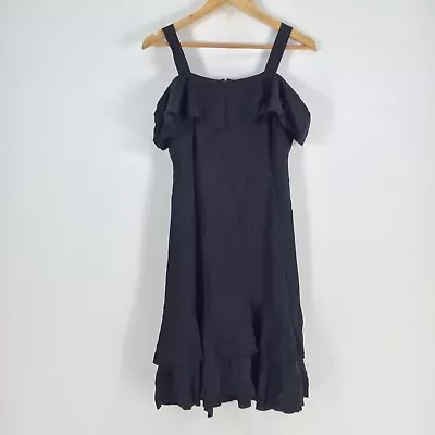 J.Crew Womens Dress Size US 4 Aus 8 Shift Black Silk Short Sleeve 074712 • $26.95