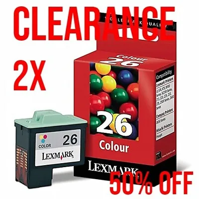 2x Genuine Lexmark 26 Colour Ink Cartridge 10N0026E Lexmark Compaq Hitachi C M Y • £5.29