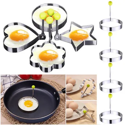 Cooking Kitchen Tools Stainless Steel Fried Egg Shaper Ring Pancake Mould Mold • £2.27