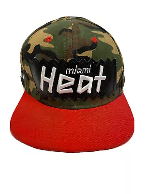 Vintage Mitchell & Ness Miami Heat NBA Snapback Camo Hat W/ Stickers • $49.99