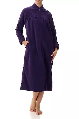 Ladies Givoni Imperial Purple Mid Length Zip Dressing Gown Bath Robe (GB81) • £49.60