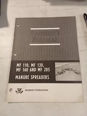 1968 Massey Ferguson Mf 110 130 160 205 Manure Spreaders  Operators Manual • $12.95