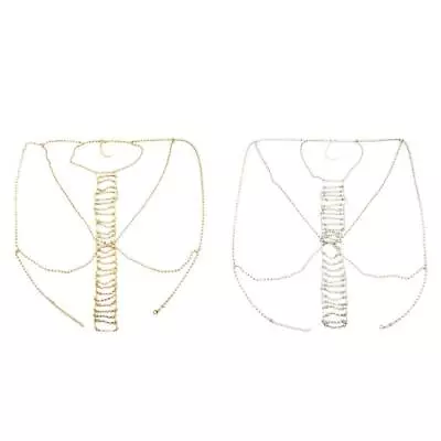 £7.07 • Buy Sparkling Rhinestone Harness Body Chain Bikini Chain Necklace Belly Waist