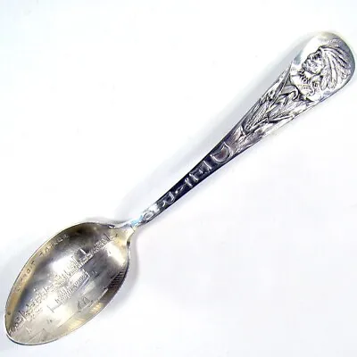 Sterling Silver Souvenir Spoon With Indian Head - Detroit Michigan • $189