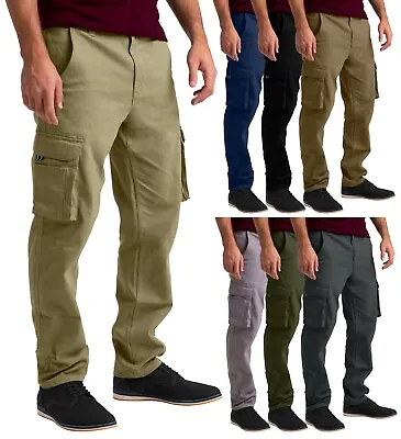 Mens Cargo Combat Flex Work Trouser Relax-Fit Multi Pocket Stretch Workwear Pant • $26.09