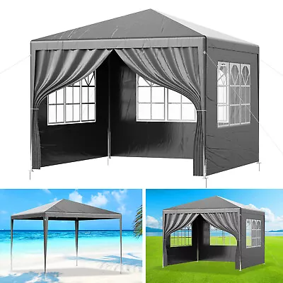 Gazebo 3x3m With Sides Garden Marquee PE Awning Beach Party Camping Tent Canopy • £51.99