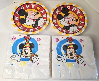 Disney Paper Plates Gibson 8 Pack 7 Inch Mickey Mouse Contempo 16 Napkin Lot VTG • $32.95