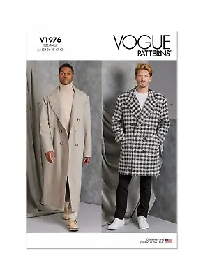 Vogue SEWING PATTERN V1976 Men's Coat In 2 Lengths 34-42 Or 44-52 • £19.99
