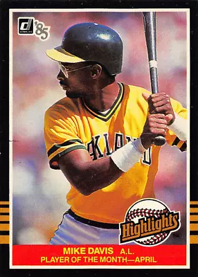 Mike Davis 1985 Donruss Highlights Baseball Card #3 Oakland Athletics • $1