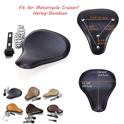 Black Soft Leather Solo Seat 3  Spring Bracket Fit For Indian Scout Bobber Seat • $65.29