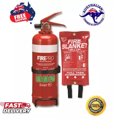 FirePro Fire Extinguisher 1kg + Blanket 1m X 1m Kit Home Car Caravan Boat • $37.95