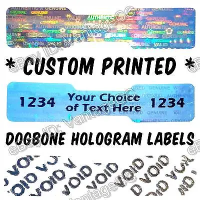 £25.99 • Buy CUSTOM-PRINTED Security Hologram Stickers, 45mm X 10mm Dogbone, Warranty Labels