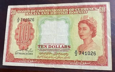 Malaya Banknotes $10 Board Of Commissioners Of Currency Malaya & North Borneo  • £240