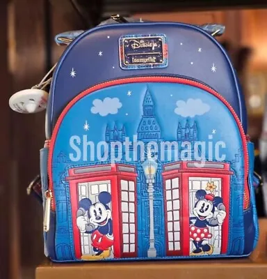 Disney World Epcot UK London Phone Booth Mickey Minnie Backpack Loungefly NEW • $105