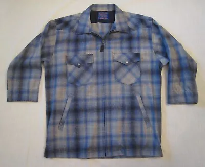 Pendleton High Grade Western Wear Blue Wool Zip Shirt Jacket Sz M • $49.99