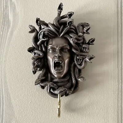 Head Of Medusa Statue Cold Cast Bronze Wall Hook Greek Mythology Gift Décor • $56.95