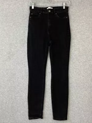 H & M Jeans Womens 4 Black High Rise Skinny Stretch Denim 26x27 • $15.88