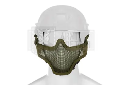 INVADER GEAR Steel Half Face Mask MESH PROTECTION FAST HELMET GREEN OD AIRSOFT  • £12.53