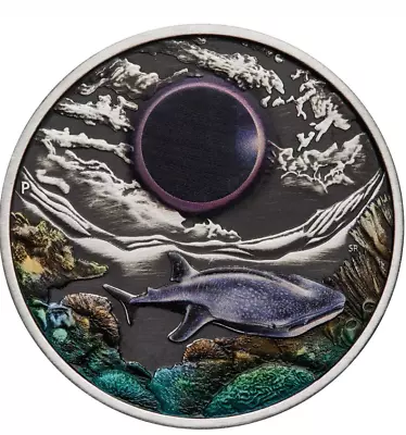 Ningaloo Eclipse 2023 2oz Silver Antiqued Coloured Coin Perth Mint. LAST 1 LEFT • $224.62