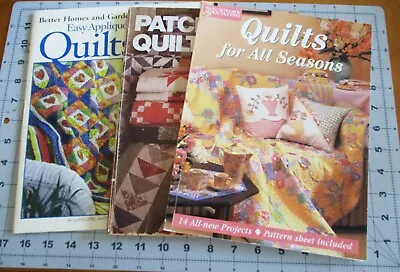 Lot Of 3 Quilt Patterns Books Patchwork Easy Applique For All Seasons Vintage • $12.99