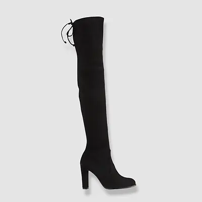 $950 Stuart Weitzman Womens Black Highland Suede Over The Knee Boot EU 35.5/US 5 • $303.98