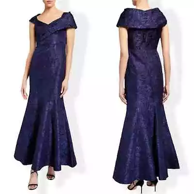 Aidan Mattox Womens Dress Portrait Collar Jacquard Trumpet Gown NWT Size 4 • $129.99