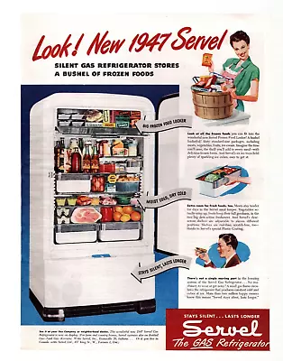 Vtg Print Ad 1947 Servel Gas Refrigerator Appliances • $9.75