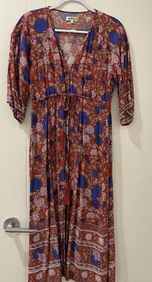 $95 • Buy Arnhem Dress XS/S 8-12 AU Kimono Red Blue Floral U47 L112