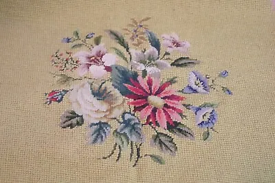 Vintage Needlepoint Finished/Completed Canvas Floral • $35