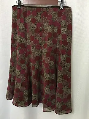 Sigrid Olsen Skirt Size 8 Multi-Color Floral Semi-Sheer Lined Burgundy Brown SK4 • $10.73